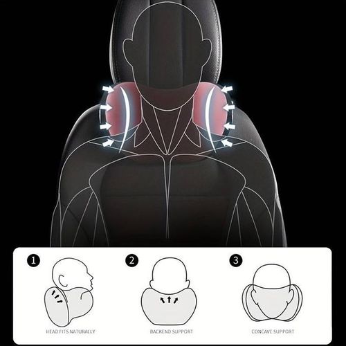 2pcs Car Headrest + Backrest Cushion, Car Interior, Sponge Neck Pillow