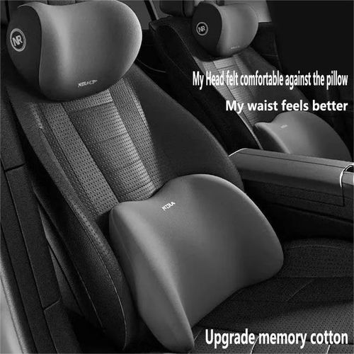 2pcs Car Headrest + Backrest Cushion, Car Interior, Sponge Neck Pillow