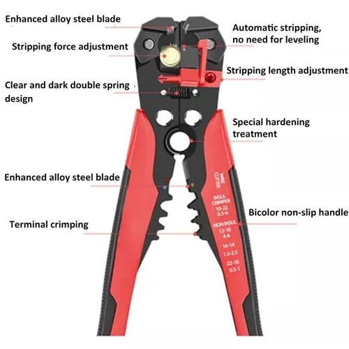 Mythco Self Adjusting Wire Stripper, Black-Red