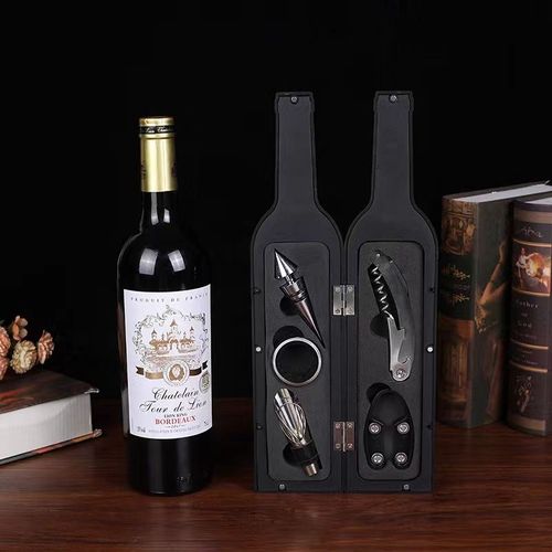 Red wine wine set, large wine bottle, five-piece set, red wine tool box, bottle opener, high-end wine set gift