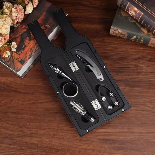 Red wine wine set, large wine bottle, five-piece set, red wine tool box, bottle opener, high-end wine set gift