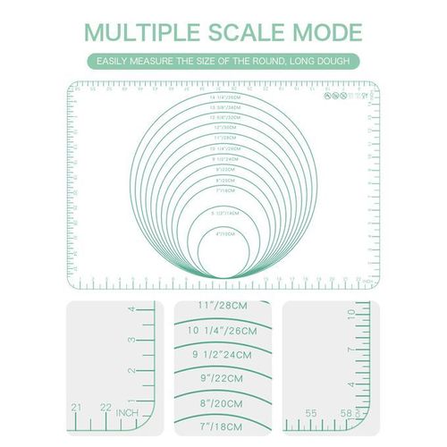Silicone Baking Mat Band Scale Rolling Pad - Green