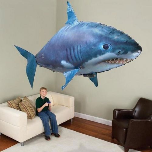 RC Shark Balloon, Flying Fish, RC Flying Inflatable RC Inflatable Balloon, Gift Party Decoration Balloon (Blue Shark)