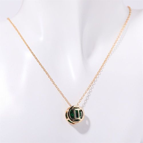 Double-sided hollow twelve constellations necklace, versatile twelve birthdays, zircon pendant, clavicle chain, real gold plated, color-preserving