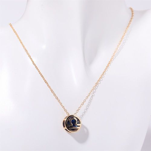 Double-sided hollow twelve constellations necklace, versatile twelve birthdays, zircon pendant, clavicle chain, real gold plated, color-preserving