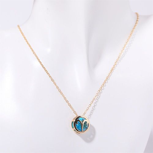 Double-sided hollow twelve constellations necklace, versatile twelve birthdays, zircon pendant, clavicle chain, real gold plated, color-preserving