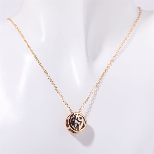 Double-sided hollow twelve constellations necklace, versatile twelve birthdays, zircon pendant, clavicle chain, real gold plated, color-preserving