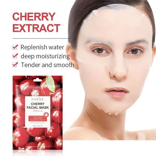 SADOER 6Pcs Cyan Java Chip Bis Facial Mask Fruit Fruity Muka Fresh Fruit Extract Essence Moisturiz-ing Facial Mask 25g