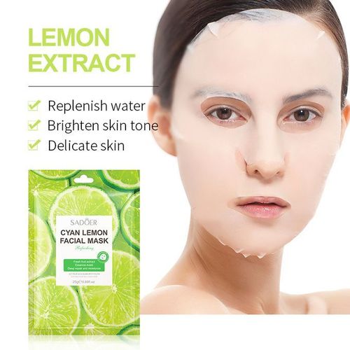 SADOER 6Pcs Cyan Java Chip Bis Facial Mask Fruit Fruity Muka Fresh Fruit Extract Essence Moisturiz-ing Facial Mask 25g