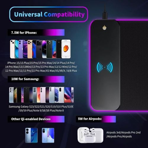 Wireless Charging RGB Gaming Mouse Pad