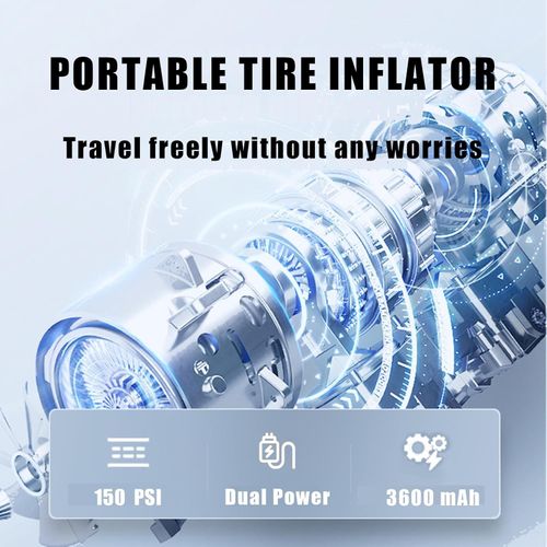 Tire Inflator Portable Air Compressor for Car Tires - 150PSI Fast Inflate Smart Air Pump Quiet for Car, Motorcycle, Bike, Ball, with Digital Tire Pressure Gauge & Air Inflator Kit