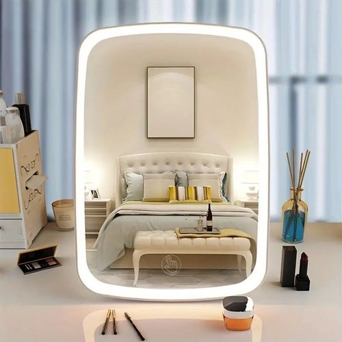 Rechargeable LED Lighted Touch Screen Makeup Mirror - 3 Color Lighting Modes, Adjustable Rotation, Perfect Gift for Women!