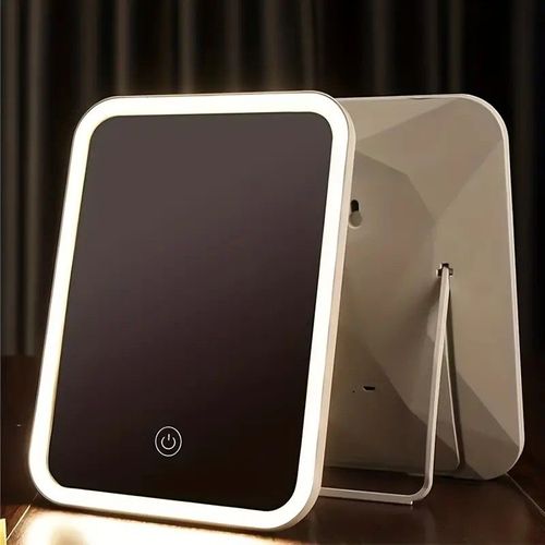Rechargeable LED Lighted Touch Screen Makeup Mirror - 3 Color Lighting Modes, Adjustable Rotation, Perfect Gift for Women!