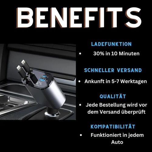 Fast Charge Retractable Car Charger