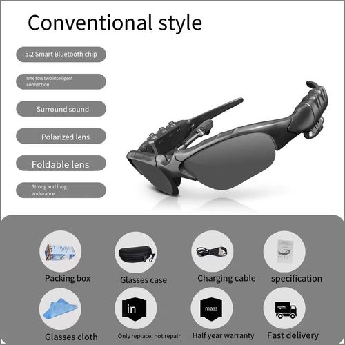 Private model smart Bluetooth glasses with black technology, can make calls and listen to music, outdoor UV protection