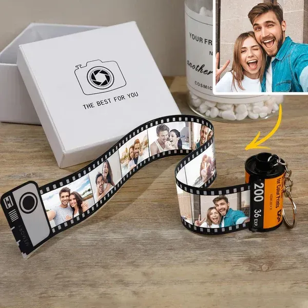 Custom Colorful Camera Roll Keychain Romantic Personalized Gifts, Halloween Gift