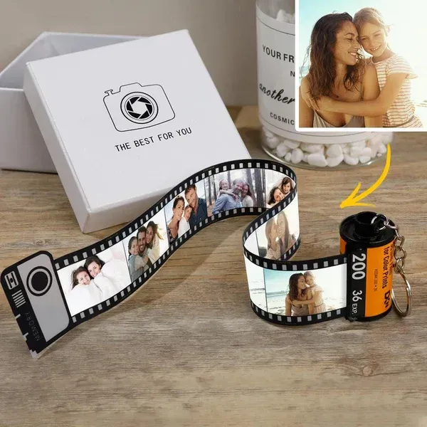Custom Colorful Camera Roll Keychain Romantic Personalized Gifts, Halloween Gift