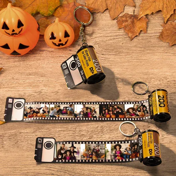 Custom Colorful Camera Roll Keychain Romantic Personalized Gifts, Halloween Gift