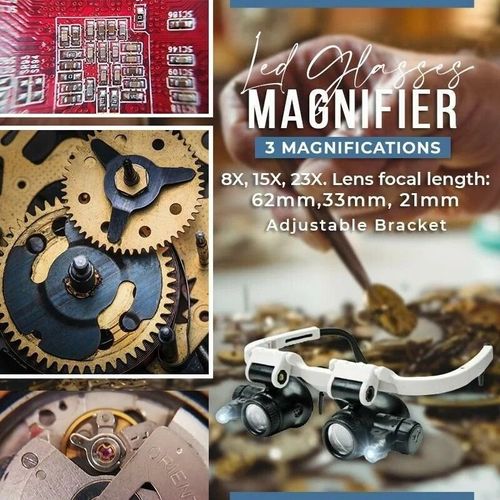 GLEAVI Retractable Lens Magnifier 1pc Led Magnifying Glass Metal Lens Antique Work Watch Repair Magnifier
