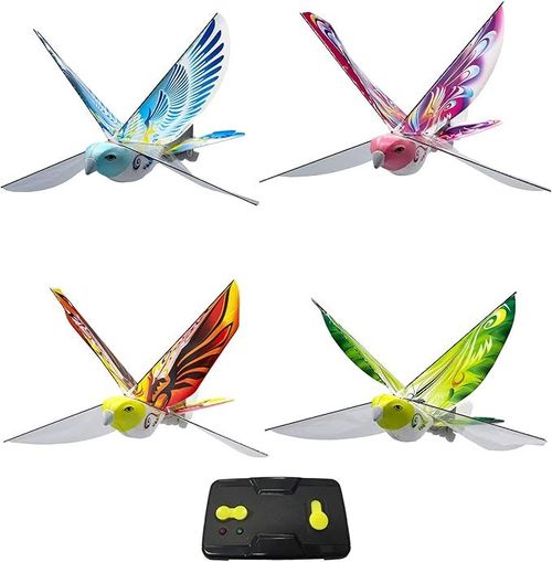MUKIKIM eBird Blue Pigeon - Flying RC Bird Toy for Kids. Indoor-Outdoor Remote Control Bionic Flapping Wings Bird Helicopter. USB Recharging