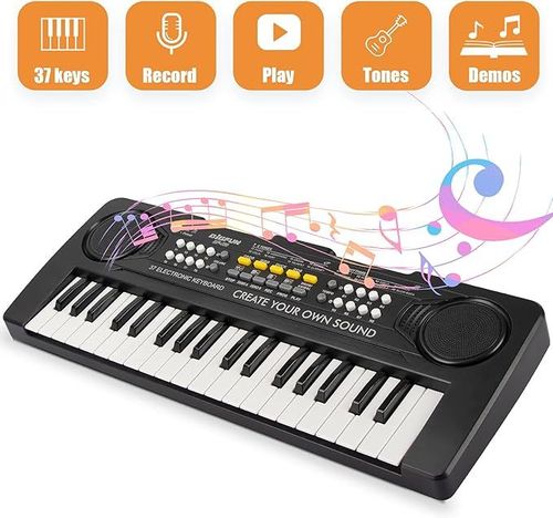 Kids Keyboard Piano, 37 Key Portable Electronic Piano for Kids, Digital Music Piano Keyboard Educational Toys for 3 4 5 6 7 8 Year Old Girls Boys (Black)