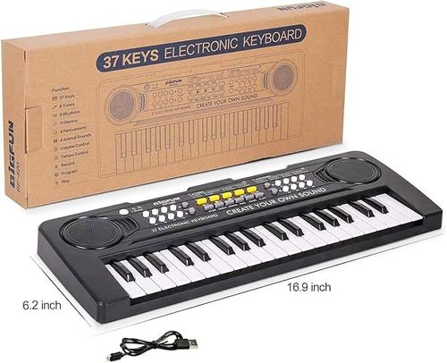 Kids Keyboard Piano, 37 Key Portable Electronic Piano for Kids, Digital Music Piano Keyboard Educational Toys for 3 4 5 6 7 8 Year Old Girls Boys (Black)