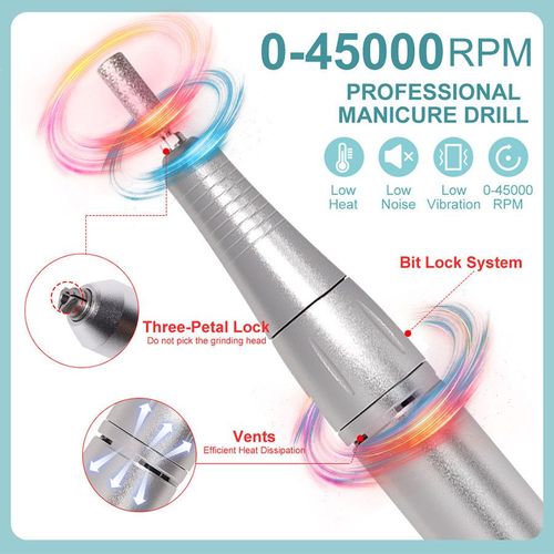 Professional 45000RPM Electric Portable Nail Drill Machine Rechargeable Low Noise Nail Sander File for Manicure Salon Tool
