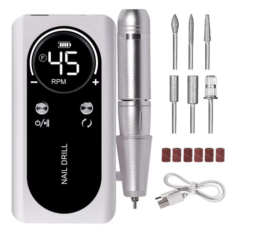 Professional 45000RPM Electric Portable Nail Drill Machine Rechargeable Low Noise Nail Sander File for Manicure Salon Tool