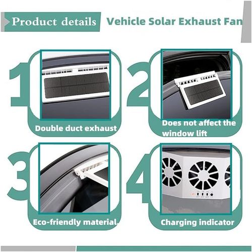 Solar Car Fan Auto Power Air Vent Fan for Car,portable Saving Energy Vehicle Window Cooler Fan, Car Exhaust Fan Cooler Circulate Ventilator ,suitable for Most Cars