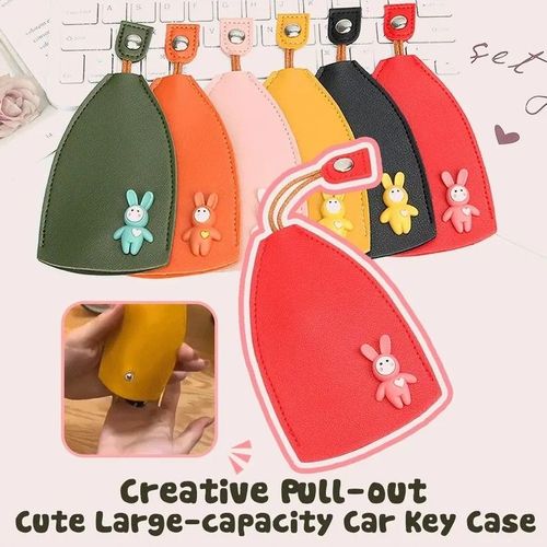 Pull Out Key Case Pack of 4（1 red + 1 black + 1 pink + 1 yellow）