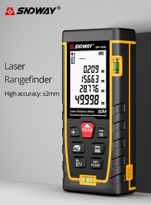 Sndway Laser Distance Measure SW-TG50 Digital Rangefinder 80m Meter Tape Area Volume with Bubble Level and LCD 4 Line Display