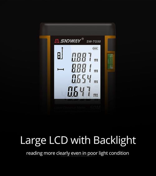 Sndway Laser Distance Measure SW-TG50 Digital Rangefinder 80m Meter Tape Area Volume with Bubble Level and LCD 4 Line Display