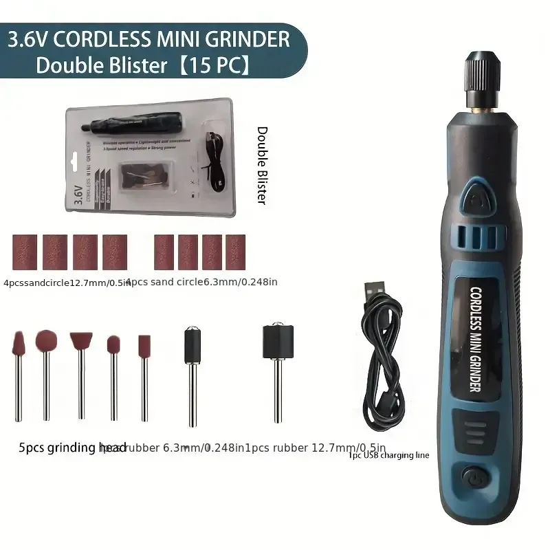 Mini Electric Grinder Pen - Compact, USB Rechargeable, Handheld Engraving Tool for Jade, Polishing, and DIY Projects - Portable, Easy-to-Use, and Versatile Power Tool with Electric Grinder Set