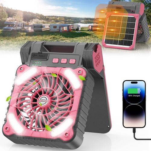 Solar fan camping tent small fan rechargeable night light mini portable power bank outdoor camping fan
