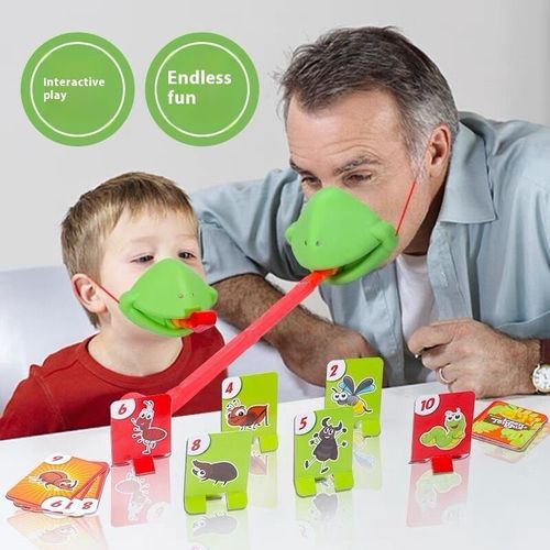 Frog mouth sticks out tongue board game greedy snake chameleon playing cards competitive parent-child interactive desktop children's toys