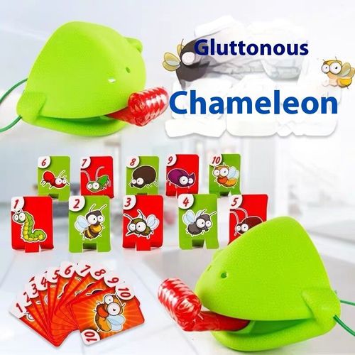 Frog mouth sticks out tongue board game greedy snake chameleon playing cards competitive parent-child interactive desktop children's toys