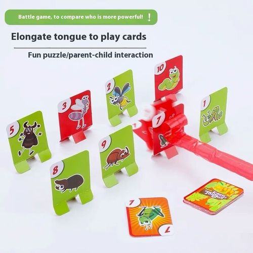 Frog mouth sticks out tongue board game greedy snake chameleon playing cards competitive parent-child interactive desktop children's toys