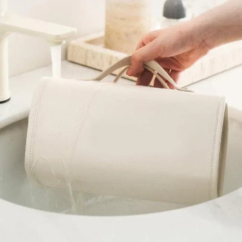 Leather Waterproof Cosmetic Bag  White