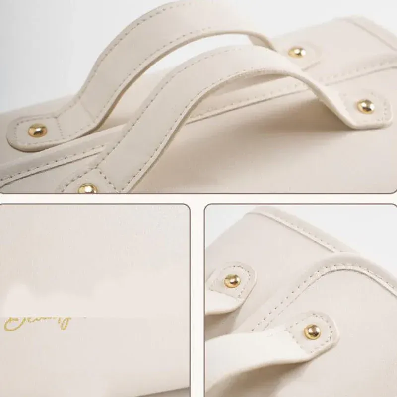 Leather Waterproof Cosmetic Bag  White
