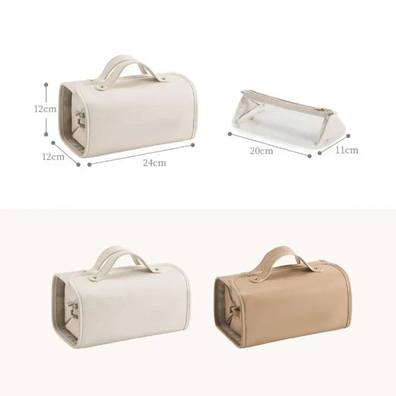 Leather Waterproof Cosmetic Bag  White