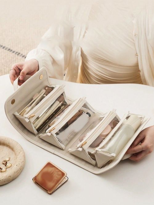 Leather Waterproof Cosmetic Bag  White