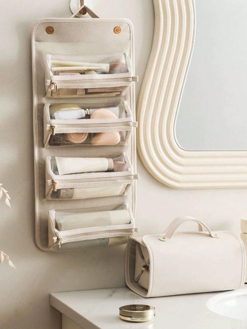 Leather Waterproof Cosmetic Bag  White