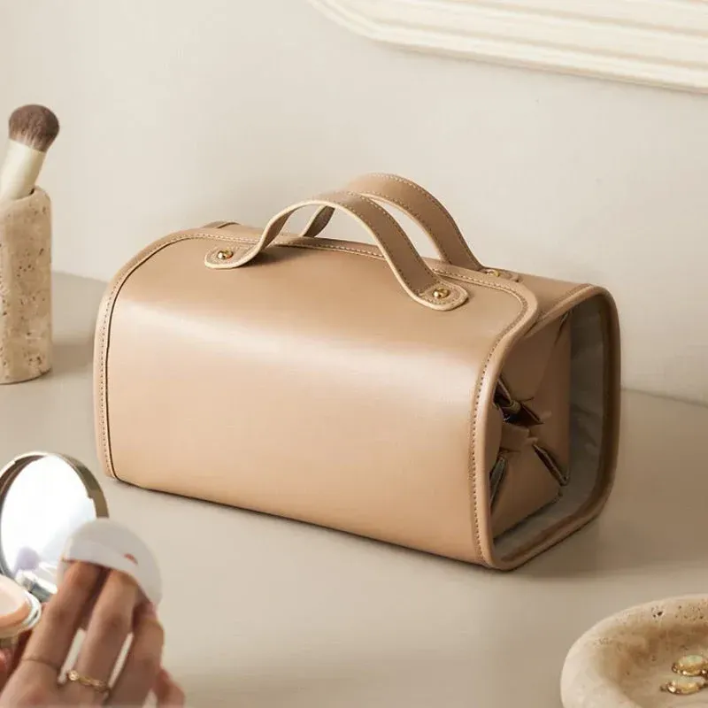 Leather Waterproof Cosmetic Bag  White