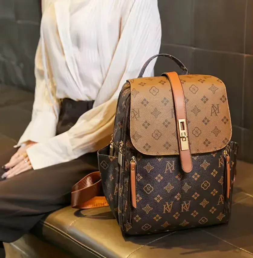 Backpack women 2024 new style trendy fashion print large capacity travel backpack classic retro casual commuter women's bag