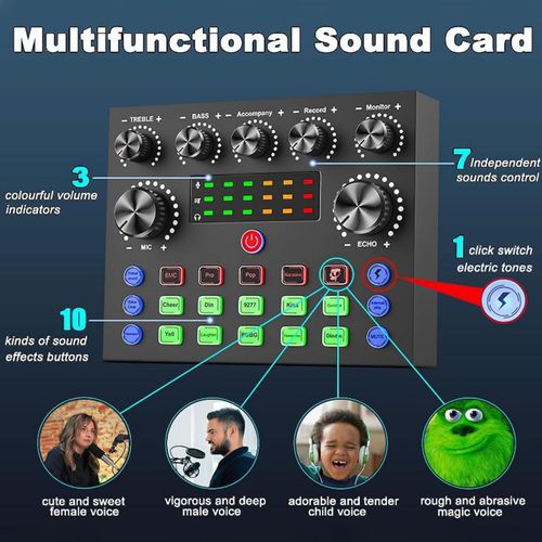 V8S English live broadcast sound card cross-border hot model can be equipped with bm800 cantilever set sound card set directly sound card