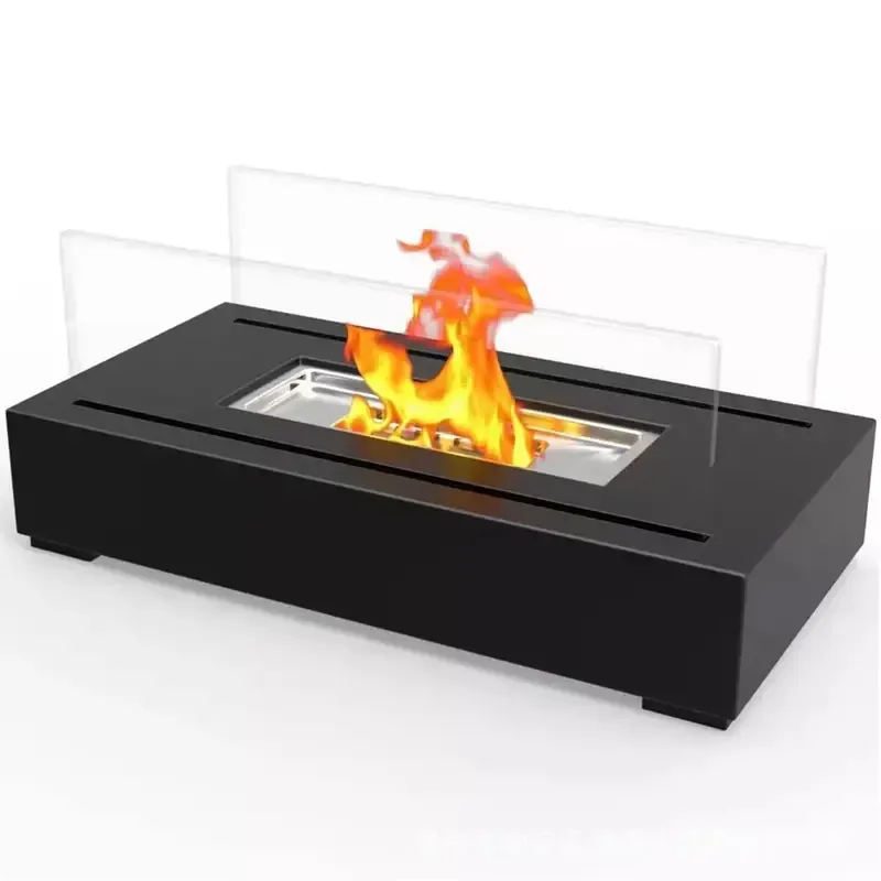 Tabletop alcohol fireplace indoor metal stove rectangular portable real fire fireplace outdoor stove