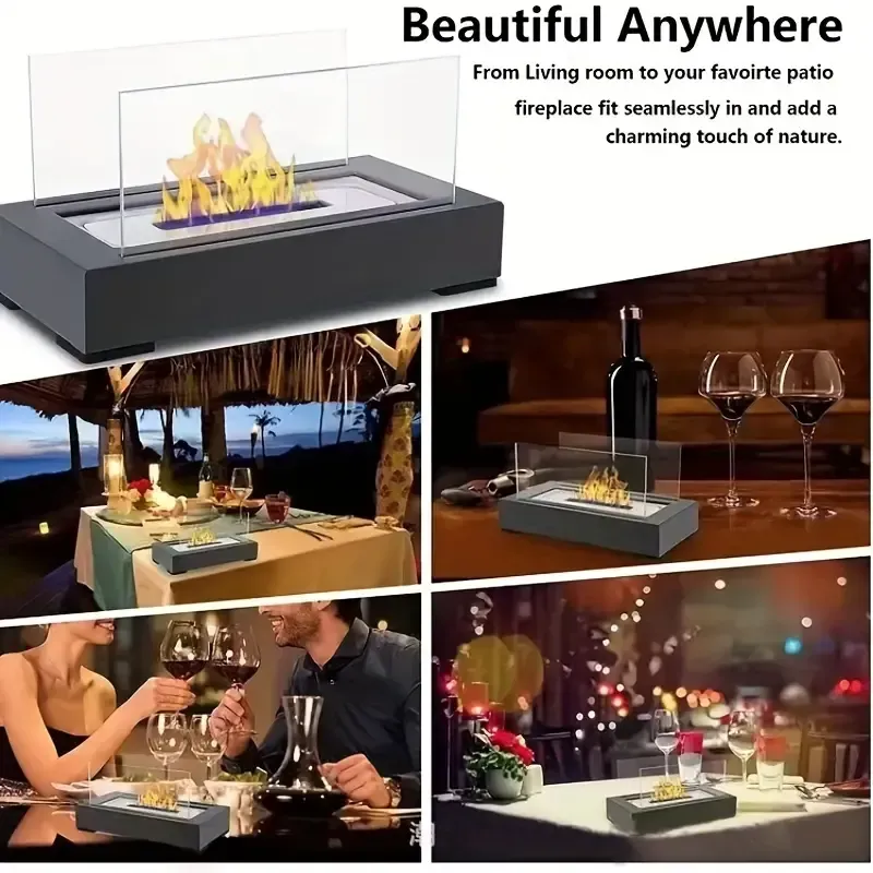 Tabletop alcohol fireplace indoor metal stove rectangular portable real fire fireplace outdoor stove
