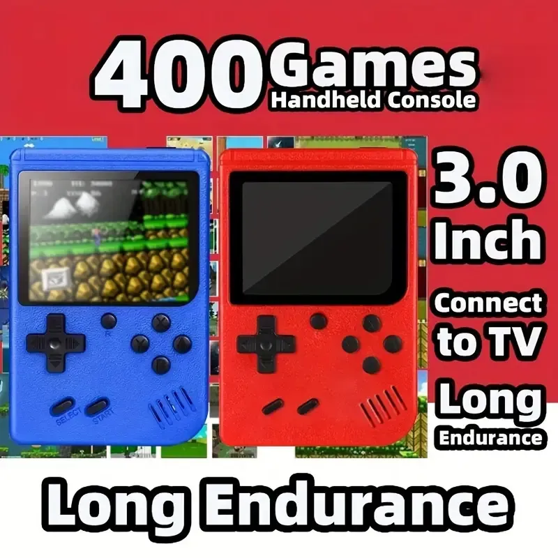 Hot handheld game for children and students doubles nostalgic toy 400-in-1 retro mini handheld game Macaron style