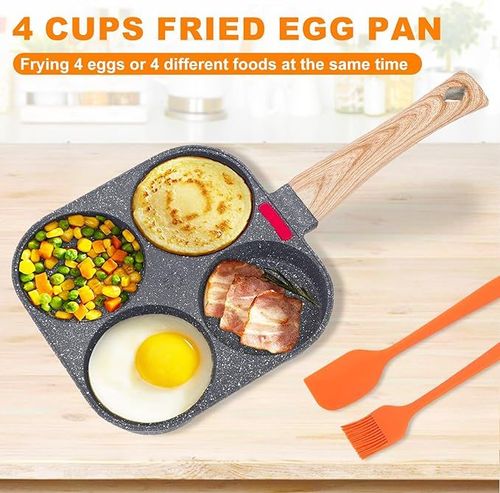 Egg Pan, 4 Cup Egg Pans Nonstick, Healthy Breakfast Pancake Pan, Aluminum Omelette Pan, Easy Clean Small Egg Frying Pan, Fried Egg Cooker Suitable for Gas Stove & Induction Cookware