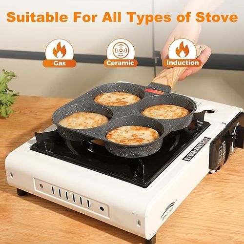 Egg Pan, 4 Cup Egg Pans Nonstick, Healthy Breakfast Pancake Pan, Aluminum Omelette Pan, Easy Clean Small Egg Frying Pan, Fried Egg Cooker Suitable for Gas Stove & Induction Cookware